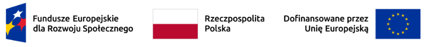 Logotypy: Fundusze Europejskie - Wiedza Edukacja Rozwój, Rzeczpospolita Polska, Unia Europejska - Europejski Fundusz Społeczny